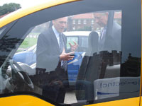 Microcab H4 viewed by HRH Prince Charles, at Hampton Court